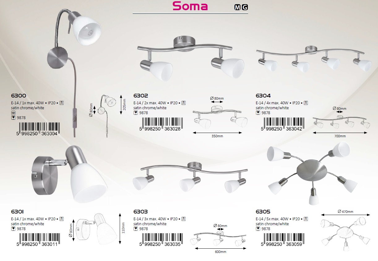 Rabalux 6304 SOMA - Stropní bodové svítidlo v matném niklu 4 x E14