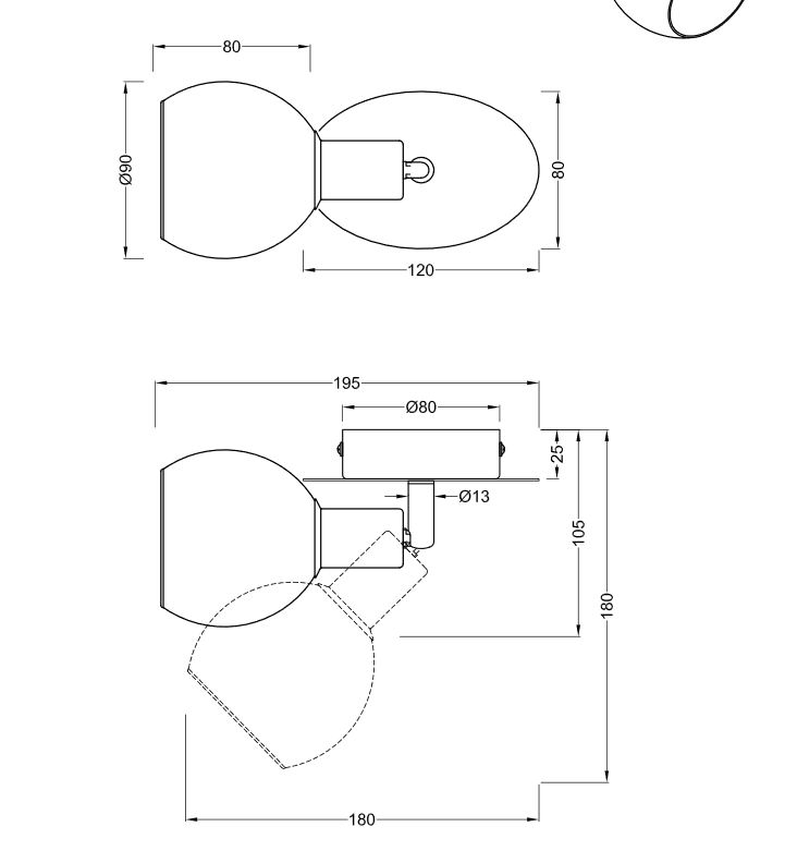 Trio Leuchten R80591006 BREST - Moderní nástěnná bodovka bez vypínače 1 x E14