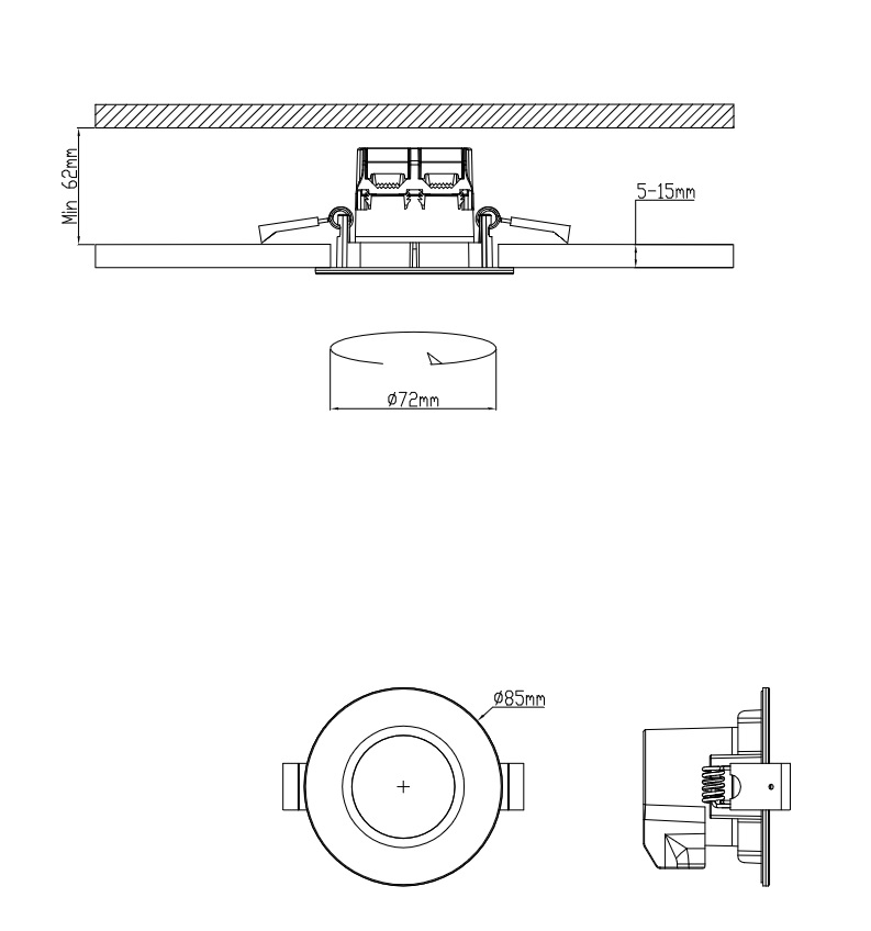 Trio Leuchten 650710107 ZAGROS - LED podhledové stmívatelné svítidlo do koupelny  Ø 8,5cm, 5,5W, 3000K, IP65, matný nikl