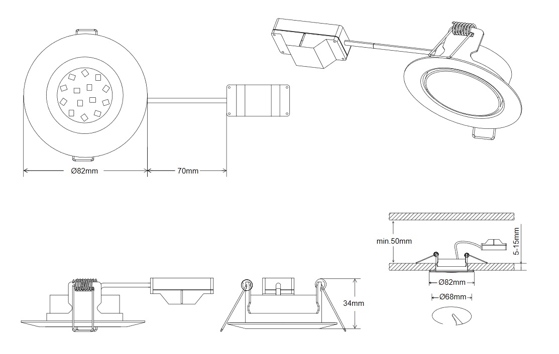 Trio Leuchten 650310106 RILA - LED podhledové svítidlo Ø 8,2cm, 5W, 3000K, IP20, lesklý chrom