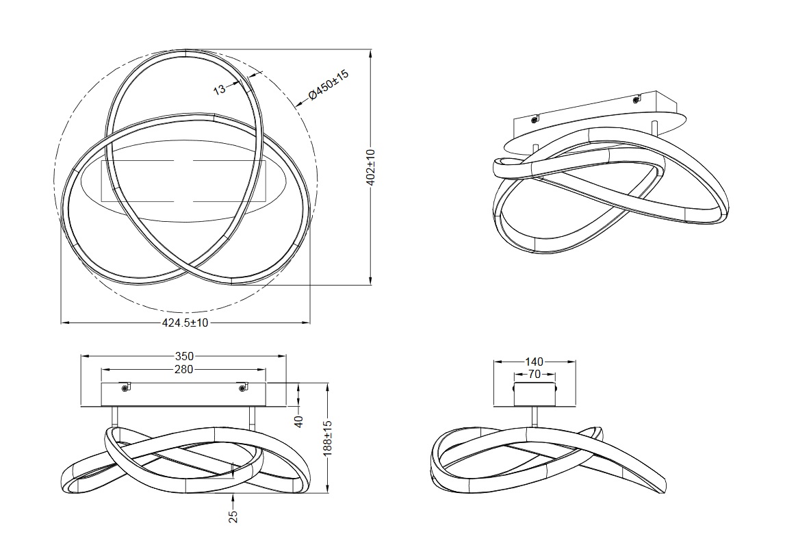 Trio Leuchten R62051131 COURSE - Stropní lustr stmívatelný klasickým vypínačem, LED 18W, 4000K, 2400lm