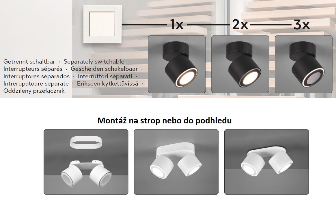 Trio Leuchten 652910332 TAURUS - LED stropní nebo podhledové svítidlo s možností změny svícení, LED 10W, 3000K