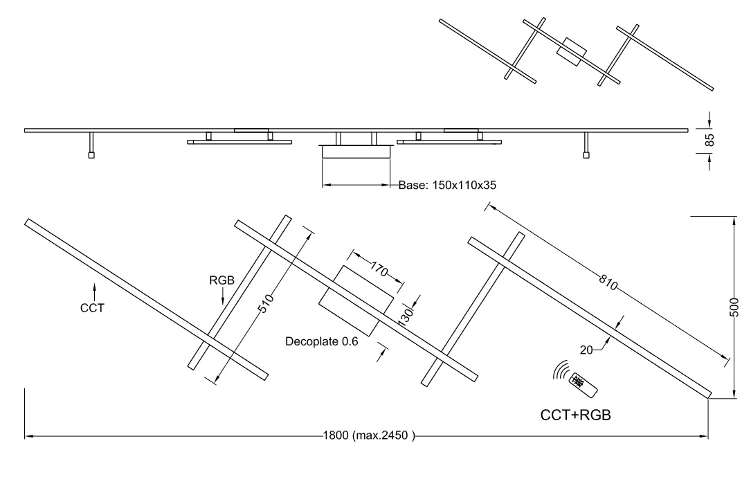 Trio Leuchten 628410507 ARVIN - LED stropní svítidlo s dálkovým ovladačem, LED 22W + RGB (do stropu ), 2700 - 6500K, 245cm