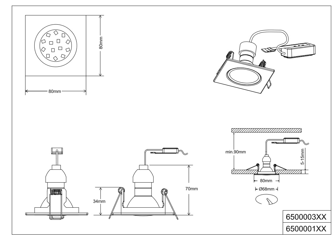 Trio Leuchten 650000107 JURA - Podhledové svítidlo v matném niklu, 1 x GU10, 8 x 8cm