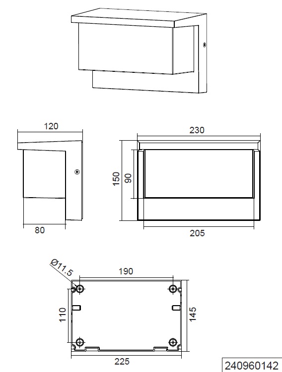 Trio Leuchten 240969142 NESTOS - LED nástěnné venkovní svítidlo v antracitové barvě s čidlem, LED 13W, 3000K, IP54
