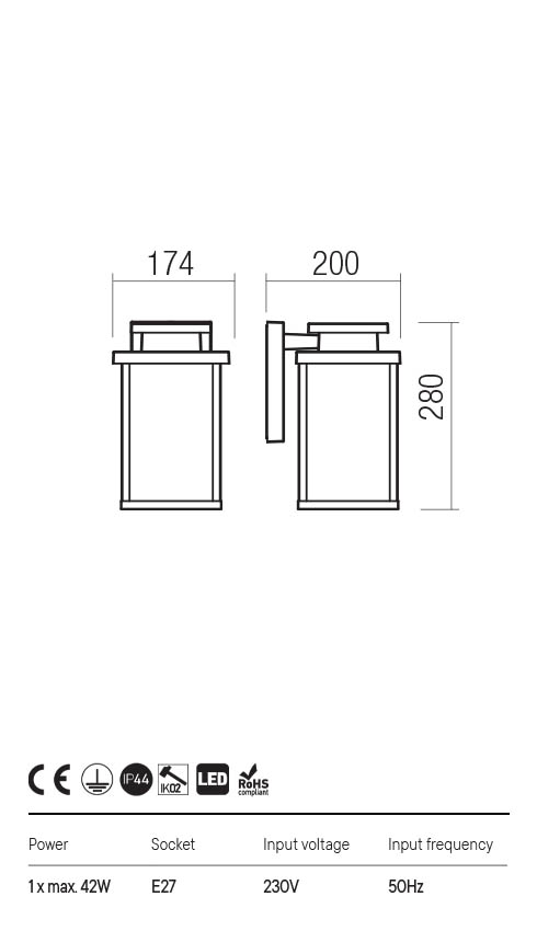 REDO 90463 YARD - Venkovní nástěnné svítidlo v hnědé barvě, 1 x E27, IP44