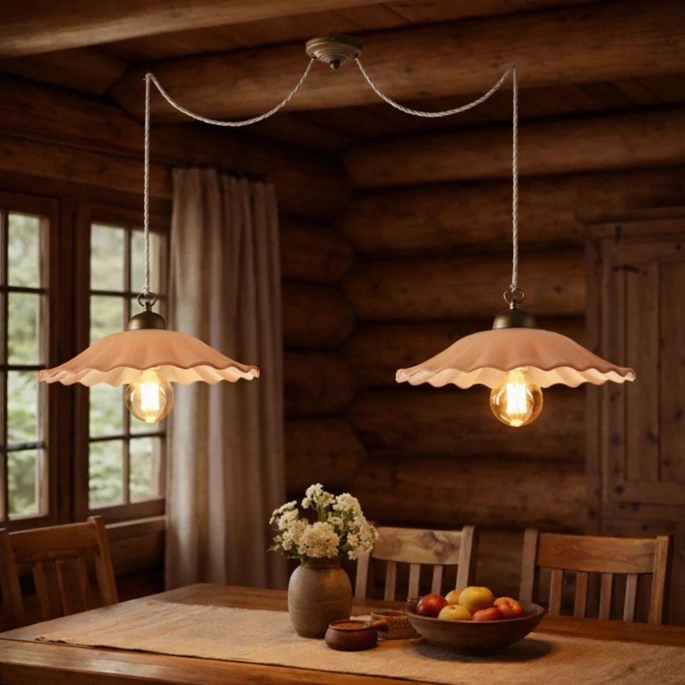 Redo LEA 02-804 + CC36 - Závěsné retro svítidlo s keramickými stínidly Ø 36cm