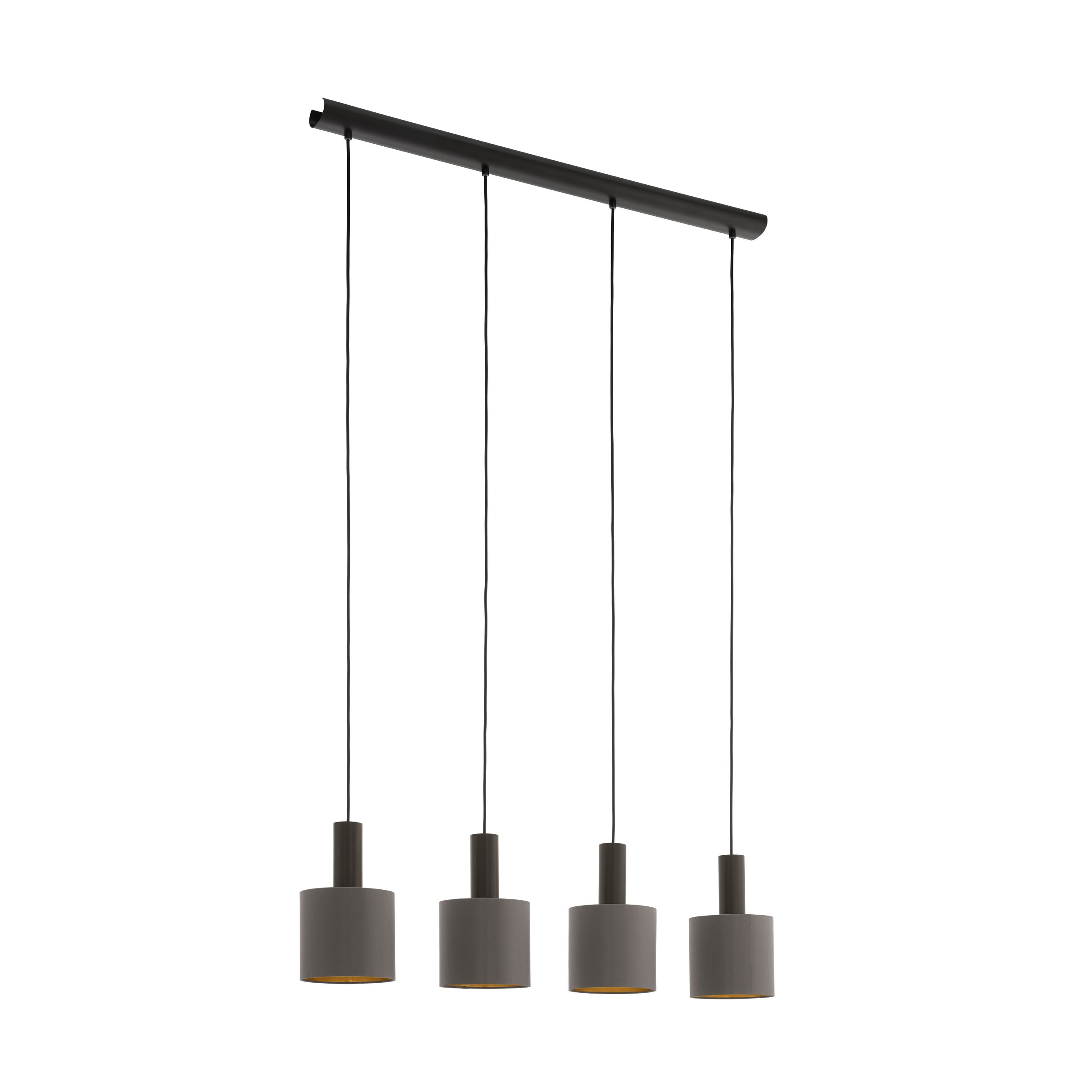 Eglo 97685 CONCESSA 1 - Moderní závěsný lustr s textilními stínidly v barvě cappuccino a zlaté, 4 x E27, 94cm
