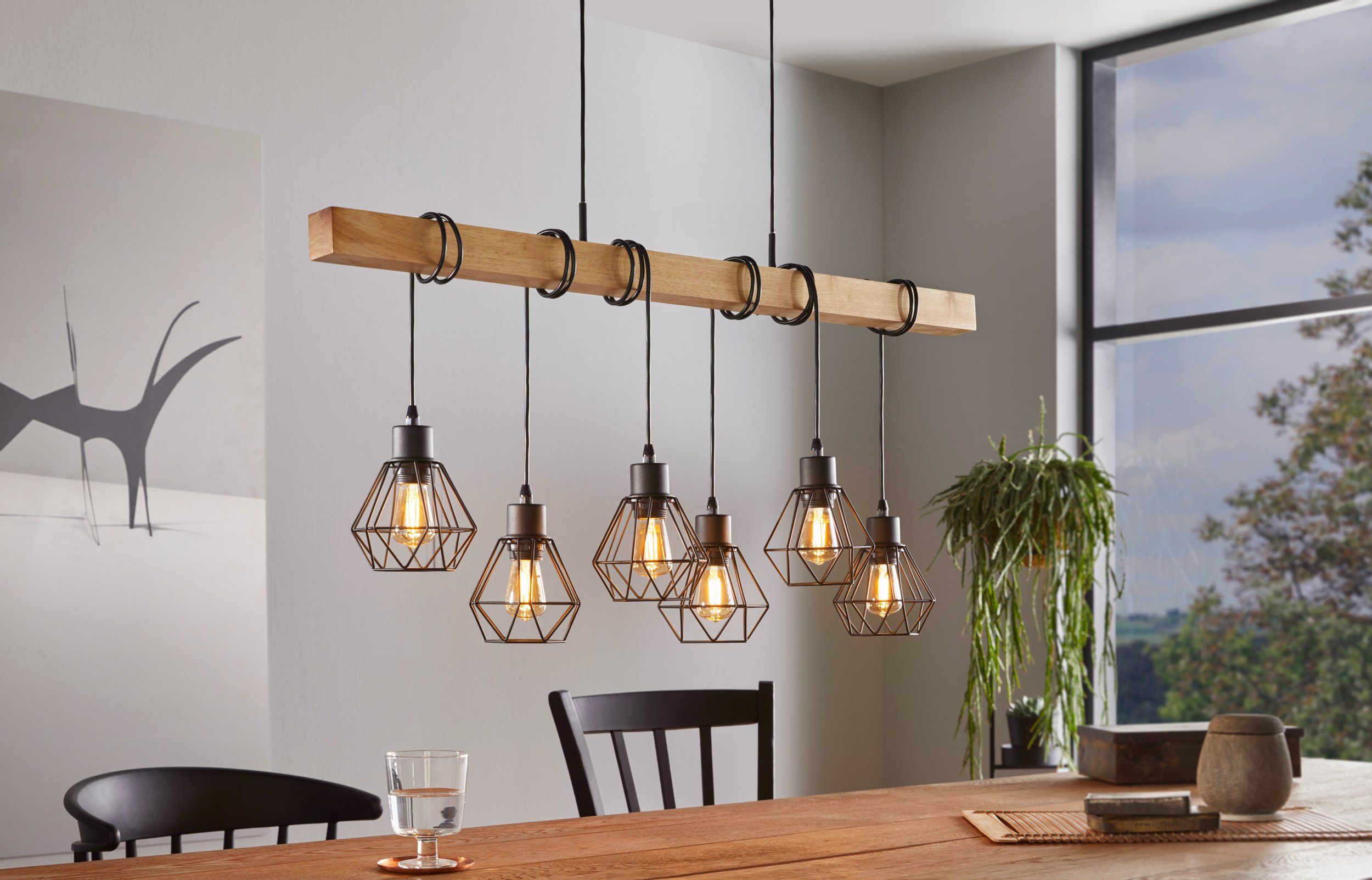 Eglo 44076 TOWNSHEND 5 - Závěsný retro lustr 6 x E27, 100cm šířka