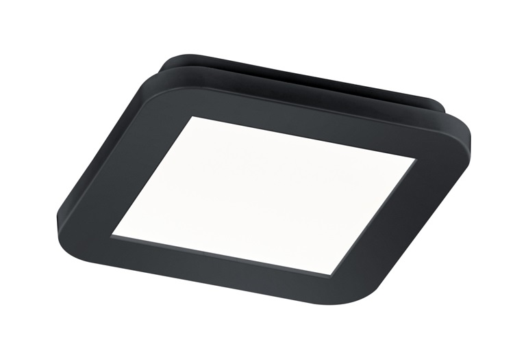 Trio Leuchten R62931032 CAMILLUS - Stropní černé svítidlo stmívatelné vypínačem IP44, 17 x 17cm, 10W, 3000K