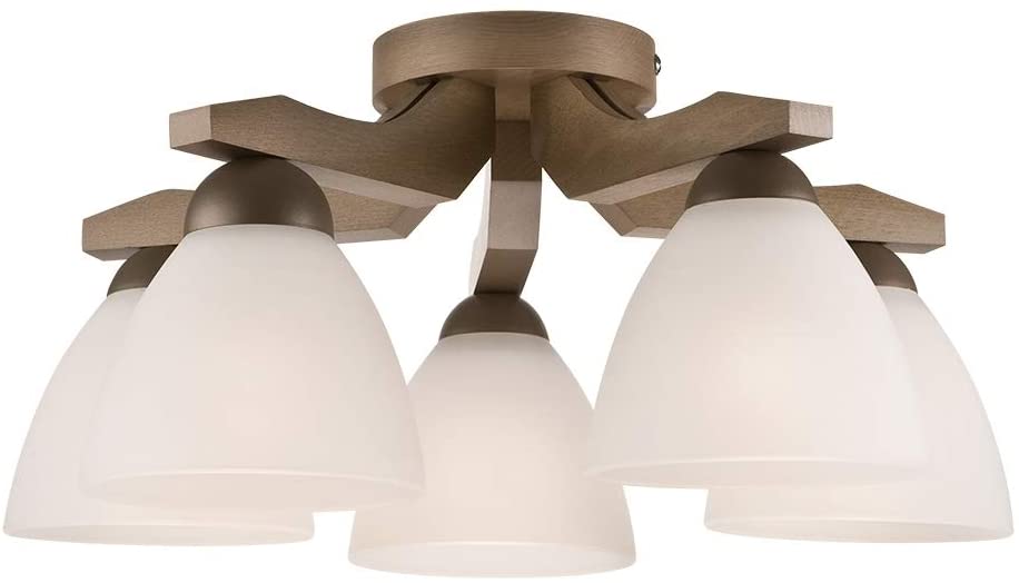 Lamkur LM 5.55 ADRIANO 27487 - Stropní dřevěný pětiramenný lustr, 5 x E27, Ø 41cm / hnědé dřevo