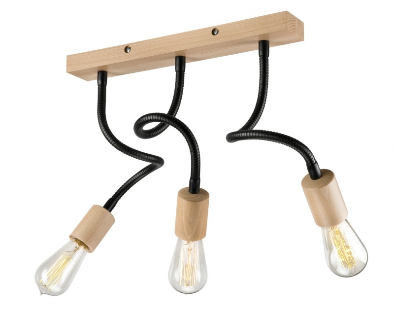 Lamkur LM 3.111 CAMERON 37677 - Stropní dřevěné svítidlo s husími krky 3 x E27