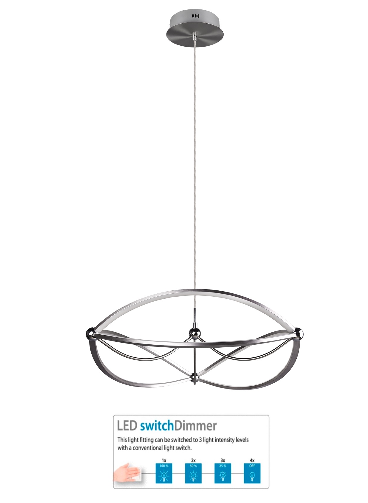 Trio Leuchten 321210107 CHARIVARI - Vypínačem stmívatelné LED závěsné svítidlo LED 42W, 3000K, Ø 62cm