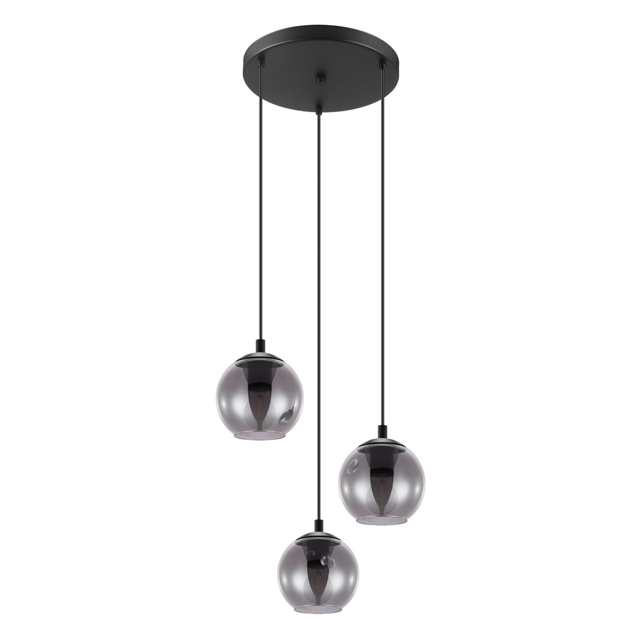 Eglo 98653 ARISCANI - Závěsné svítidlo z černých kouřových skel, 3x E27, ø 42,5cm