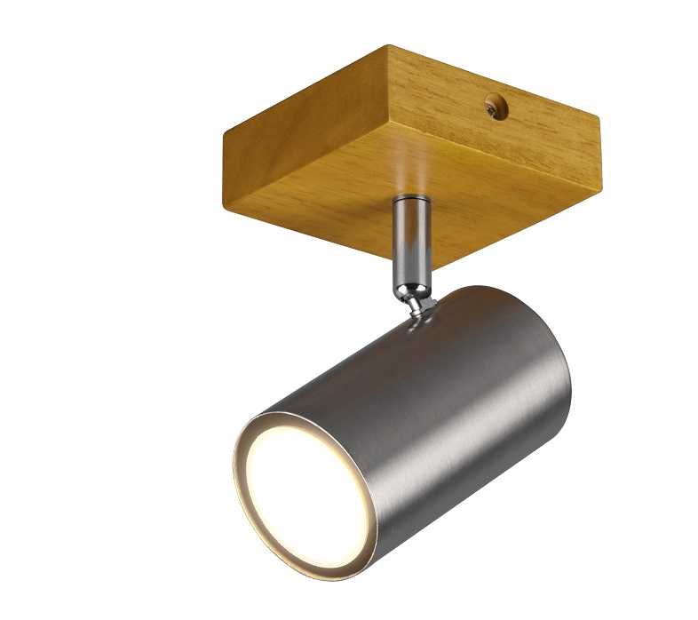 Trio Leuchten 812400107 MARLEY wood nikl - Nástěnné nebo stropní bodové svítidlo ve stříbrné barvě se dřevěnou monturou 1 x GU10