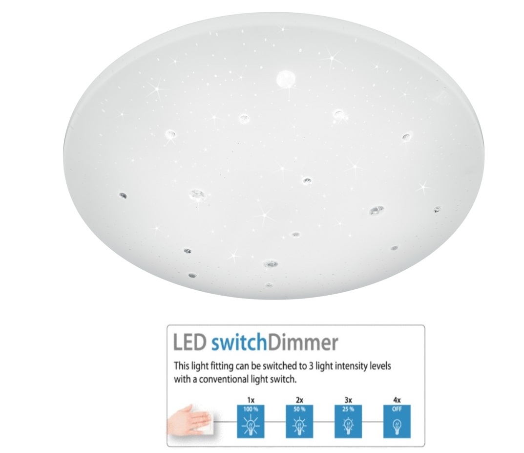 Trio Leuchten R62735000 ACHAT - Stmívatelné stropní svítidlo s akrylovými krystalky vhodné do koupelny, LED 21W, 4000K, Ø 50cm
