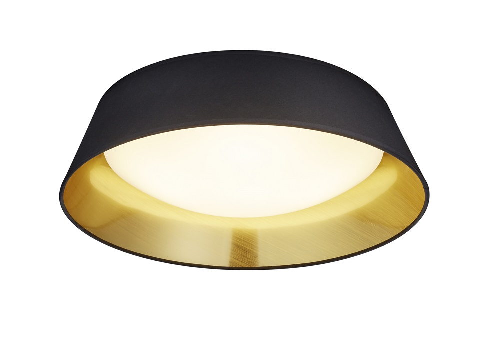 Trio Leuchten R62871879 PONTS - Stropní textilní kulatý lustr v černo zlaté barvě LED 18W, 3000K, Ø 45cm