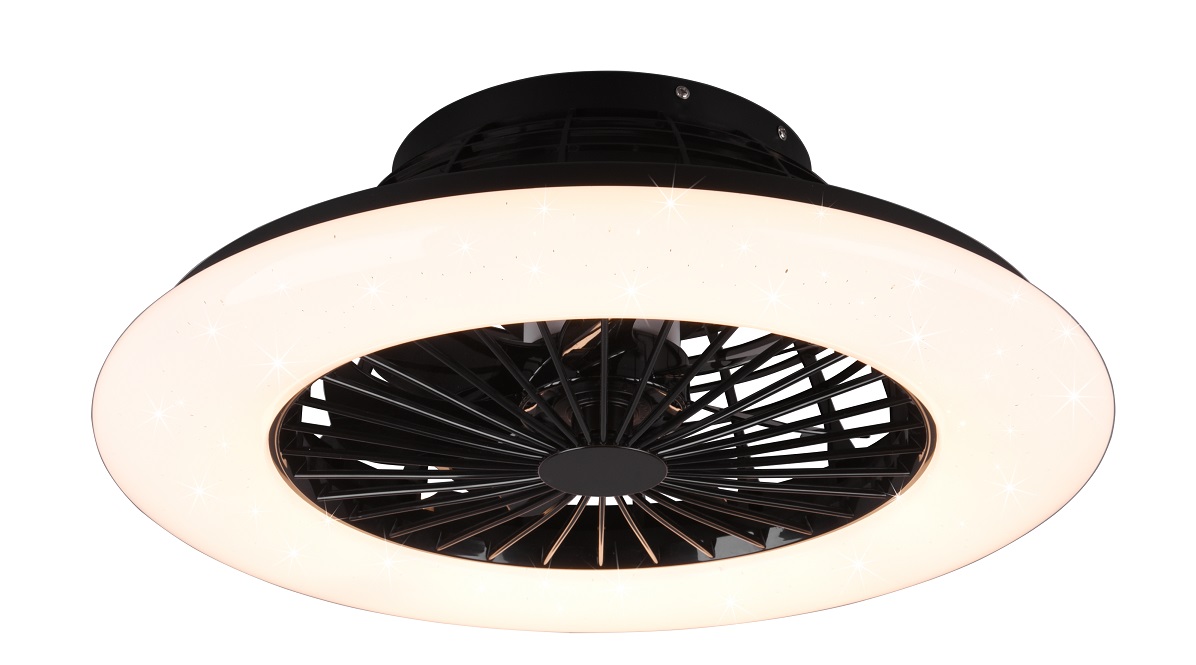 Trio Leuchten R62522132 STRALSUND - Stropní LED černý ventilátor s dálkovým ovladačem, LED 30W, 3000-6500K, Ø 50cm