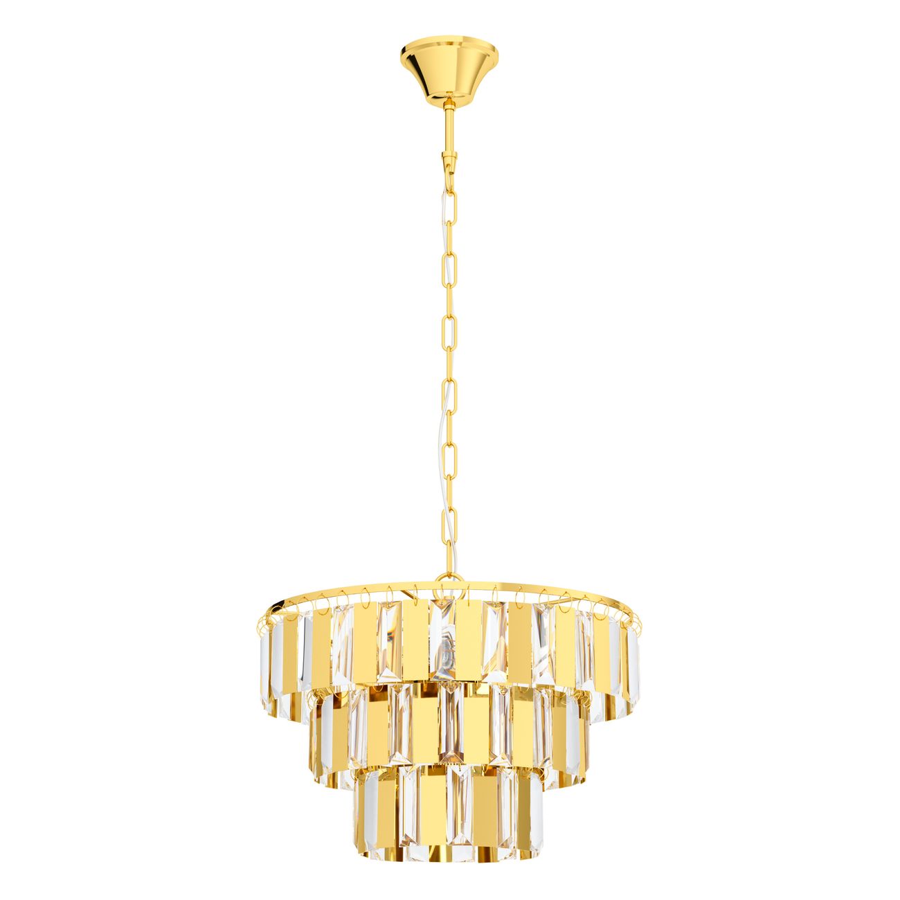 Eglo 99098 ERSEKA - Moderní závěsný mosazný lustr s krystalky, 5 x E14, Ø 38,5cm