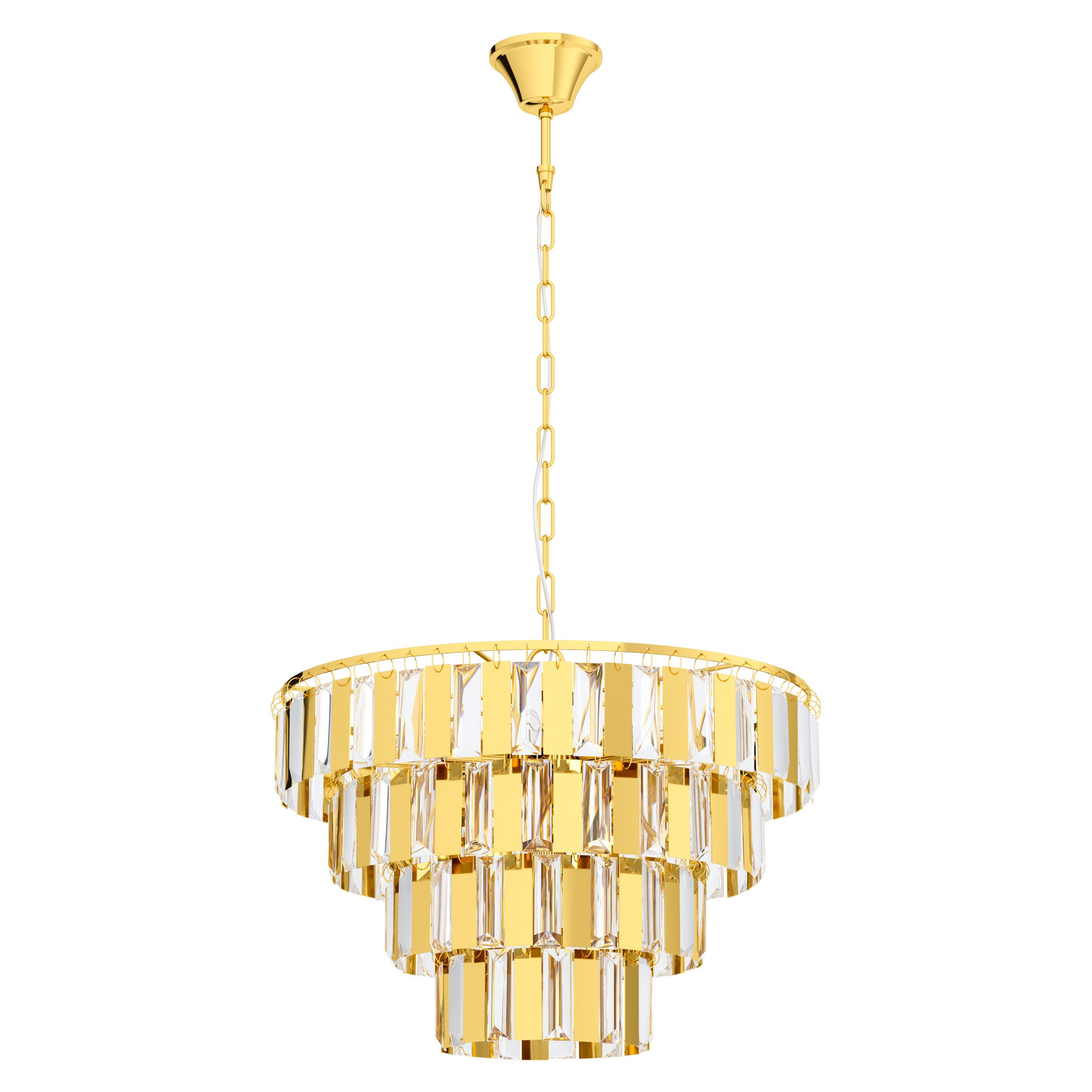 Eglo 99097 ERSEKA - Moderní závěsný mosazný lustr s krystalky, 7 x E14, Ø 48,5cm