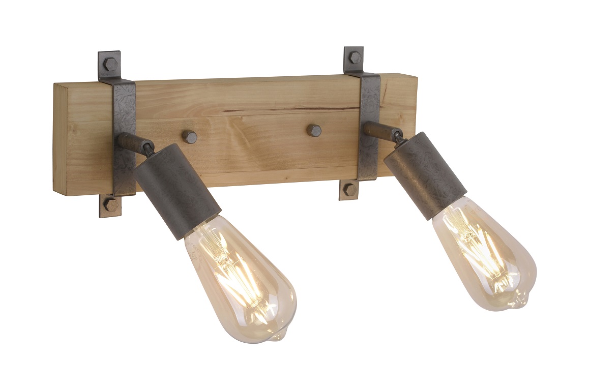 Leuchten Direkt 13472-79 SLAT - Stropní retro industriální svítidlo ve dřevě a kovu 2 x E27