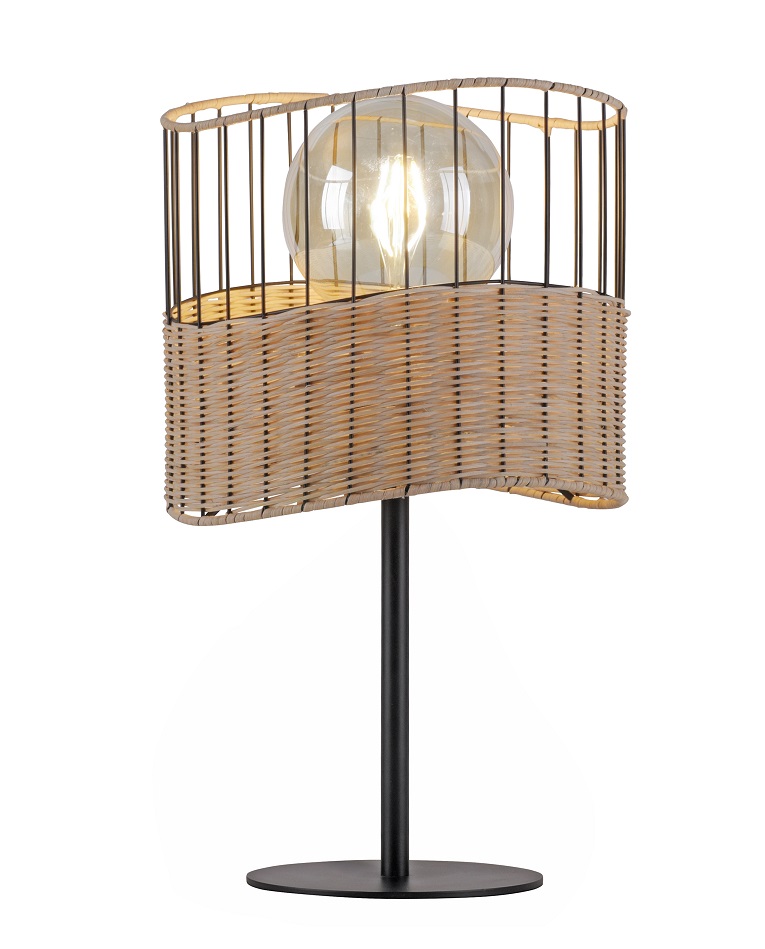 Leuchten Direkt 11150-79 REED - Stolní lampička s proutěným úpletem na stínidle 1 x E27, výška 42cm