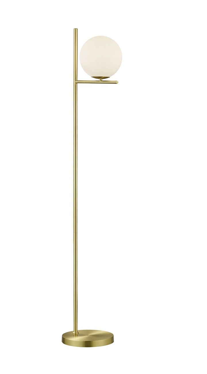 Trio Leuchten 402000108 PURE - Mosazná stojací lampa s kulatým skleněným stínidlem 1 x E14, 150cm