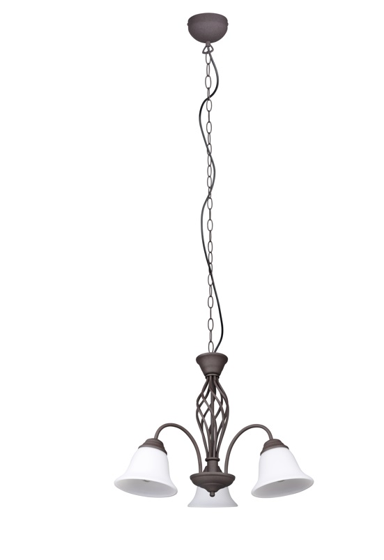 Trio Leuchten 101000324 RUSTICA - Závěsný rustikální lustr v hnědé barvě 3 x E14, Ø 55cm