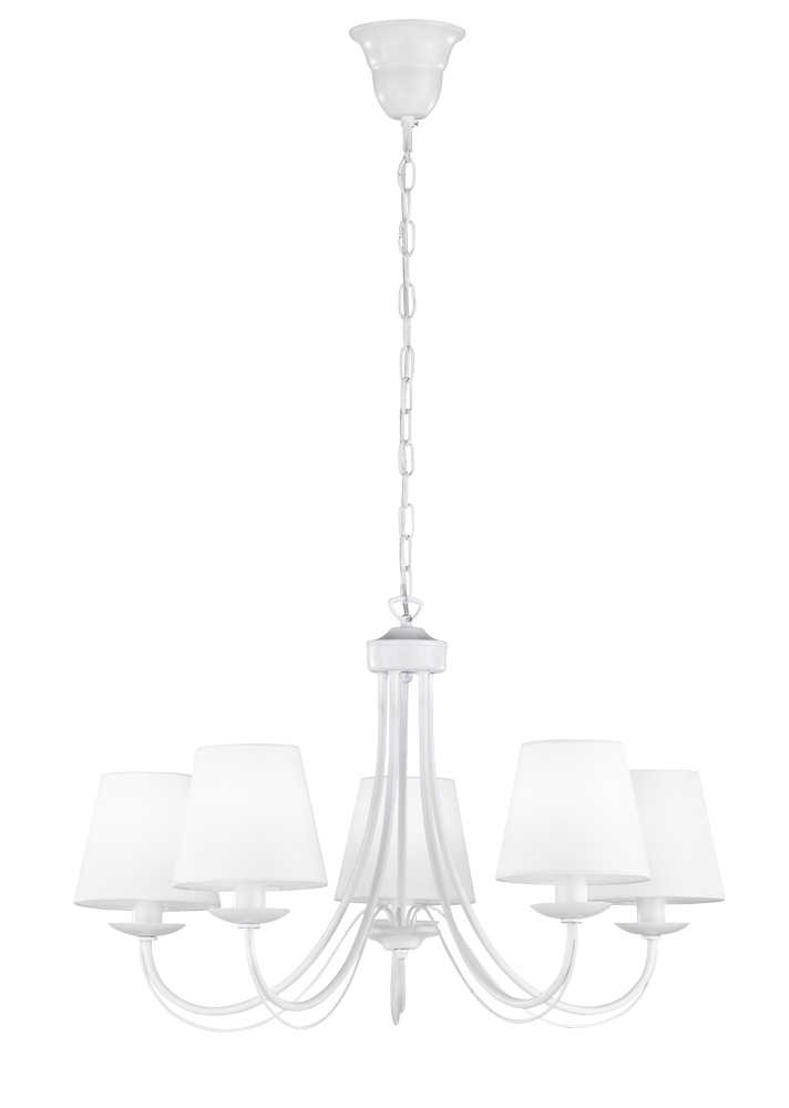 Trio Leuchten 110600531 CORTEZ - Závěsný pětiramenný lustr v matné bílé barvě 5 x E14, Ø 70cm
