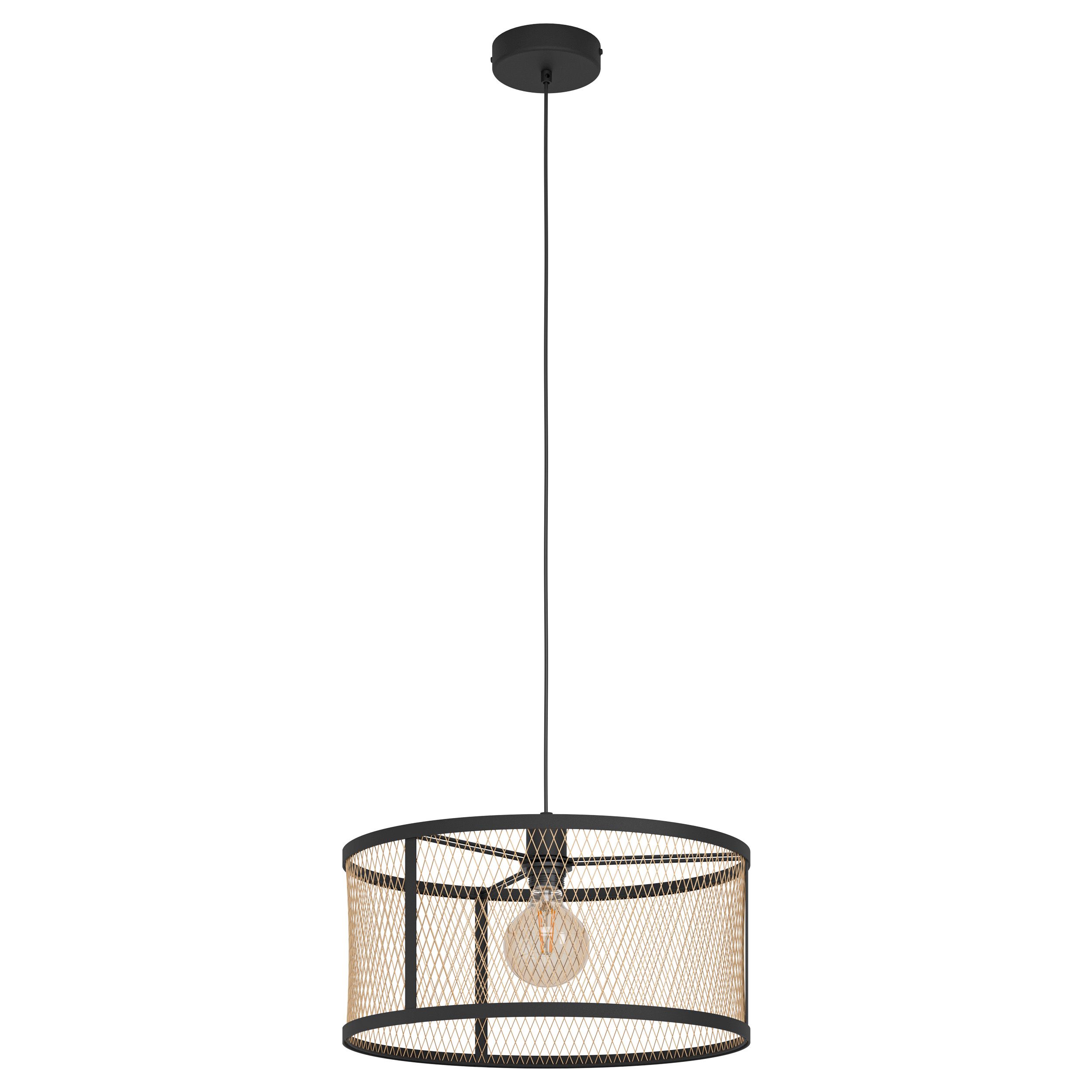 Eglo 43604 DELLOW - Závěsné vintage svítidlo v černo mosazné barvě 1 x E27, Ø 45cm