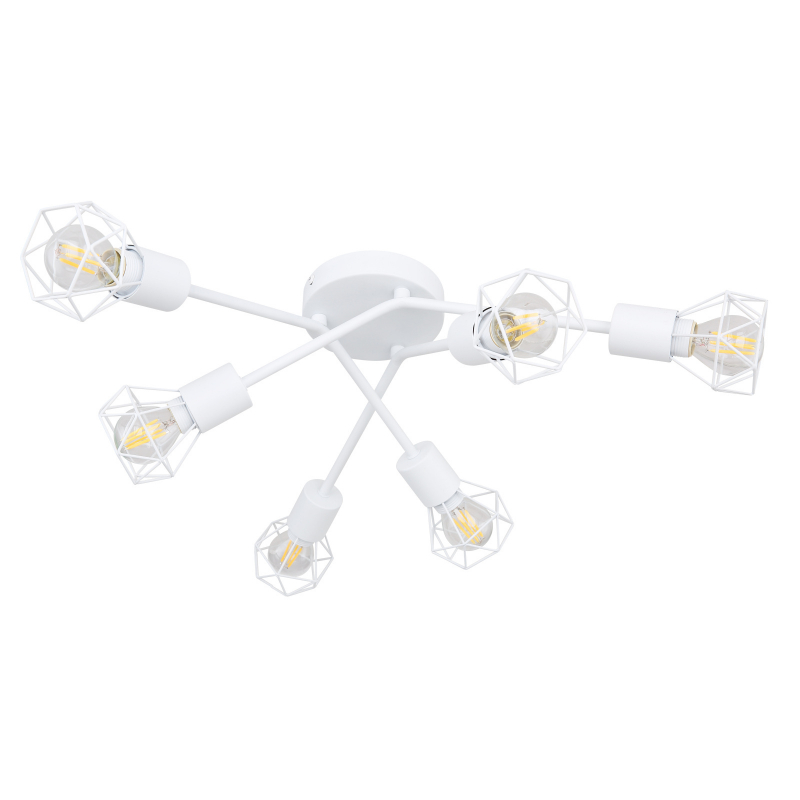 Globo 54802W-6 XARA - Stropní retro lustr v bílé barvě 6 x E14