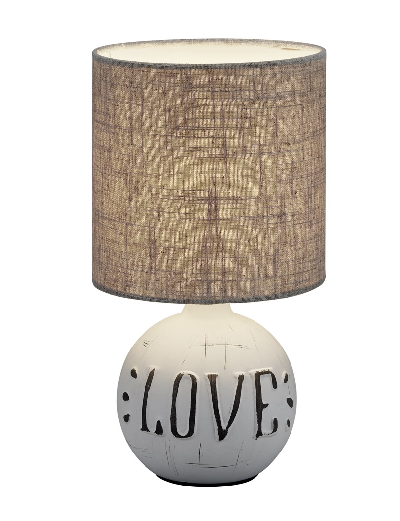 Trio Leuchten R50661025 ESNA - Stolní lampička s nápisem LOVE, textilní stínidlo, 1 x E14, 31cm