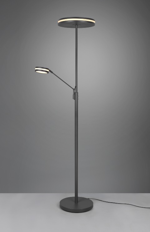 Trio Leuchten 426510242 FRANKLIN - Dotykem stmívatelná stojací lampa v antracitové barvě, 35 + 6,5W, 2700+3200+4000K, 181cm