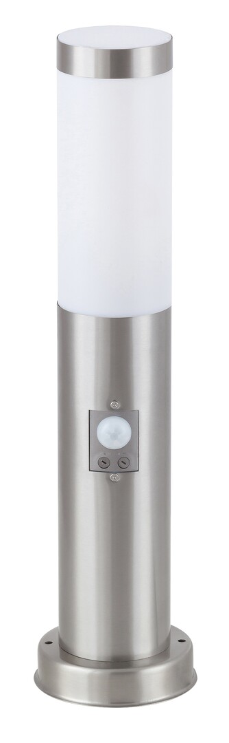 Rabalux 8267 INOX TORCH - Stojací zahradní lampa ve stříbrné barvě s čidlem pohybu, 1 x E27, IP44, 45cm