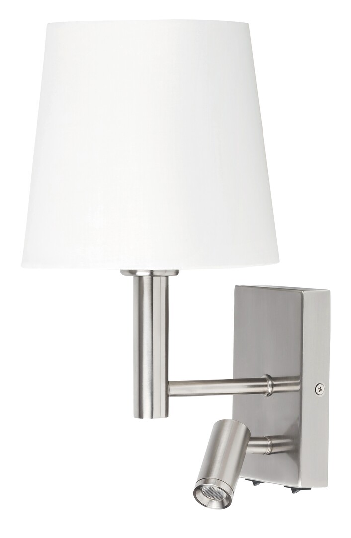 Rabalux 6539 HARVEY - Nástěnné svítidlo s textilním stínidlem a čtecí bodovkou, 1 x E27 + 3W LED 2800K