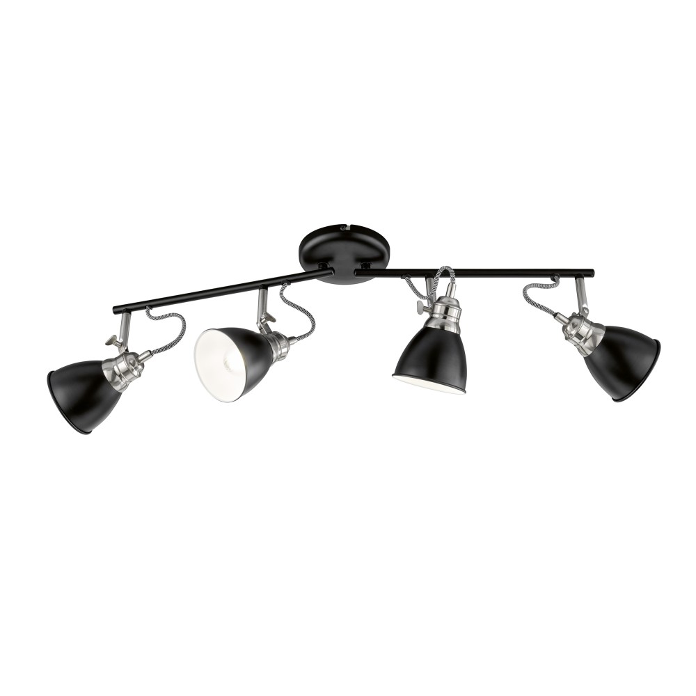 Fischer Honsel 21229 WALES - Stropní industriální bodové svítidlo v černé barvě, 4 x E14, 70cm