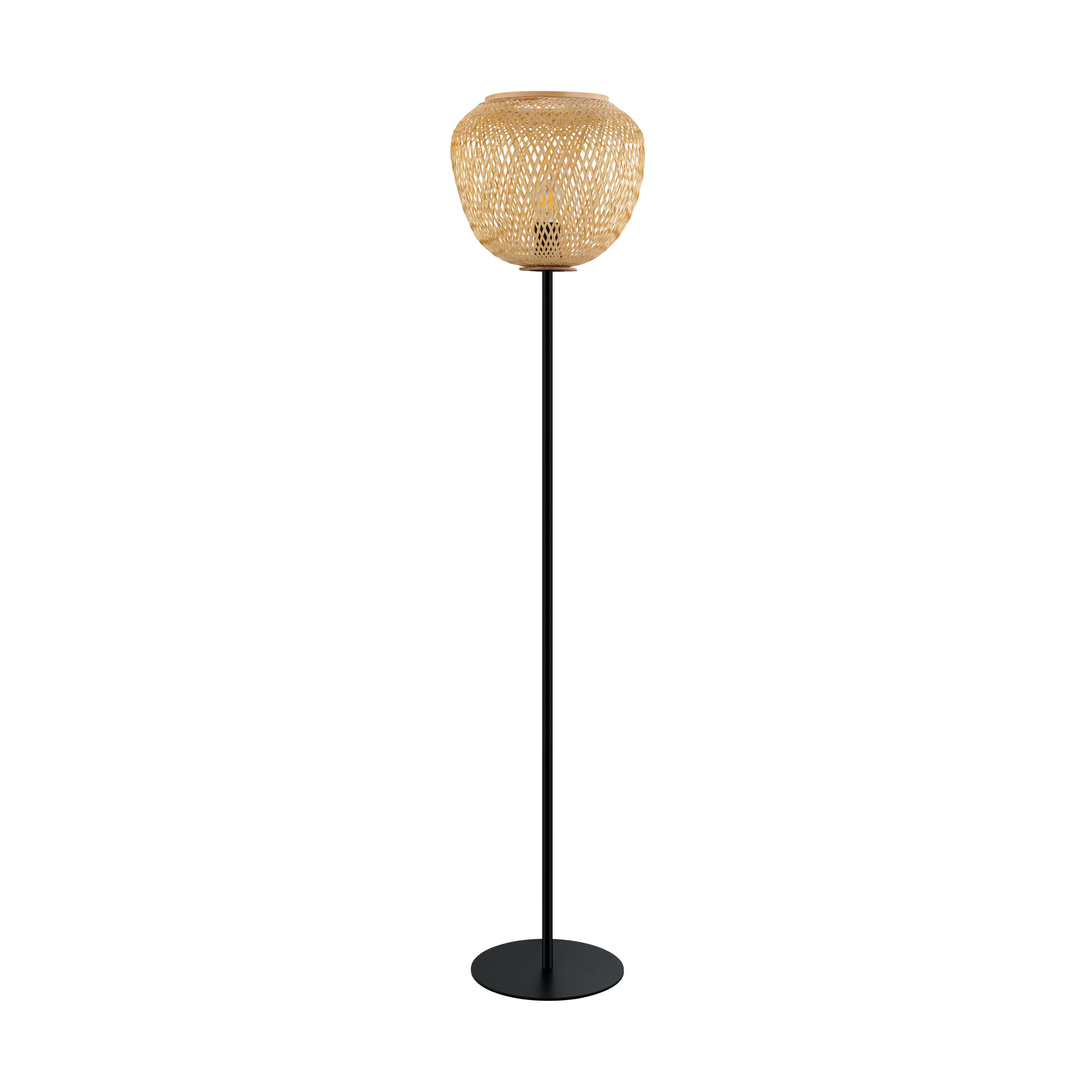 Eglo 43264 DEMBLEBY - Vintage lampa do obýváku, dřevěné přírodní stínidlo , 1 x E27, 150cm