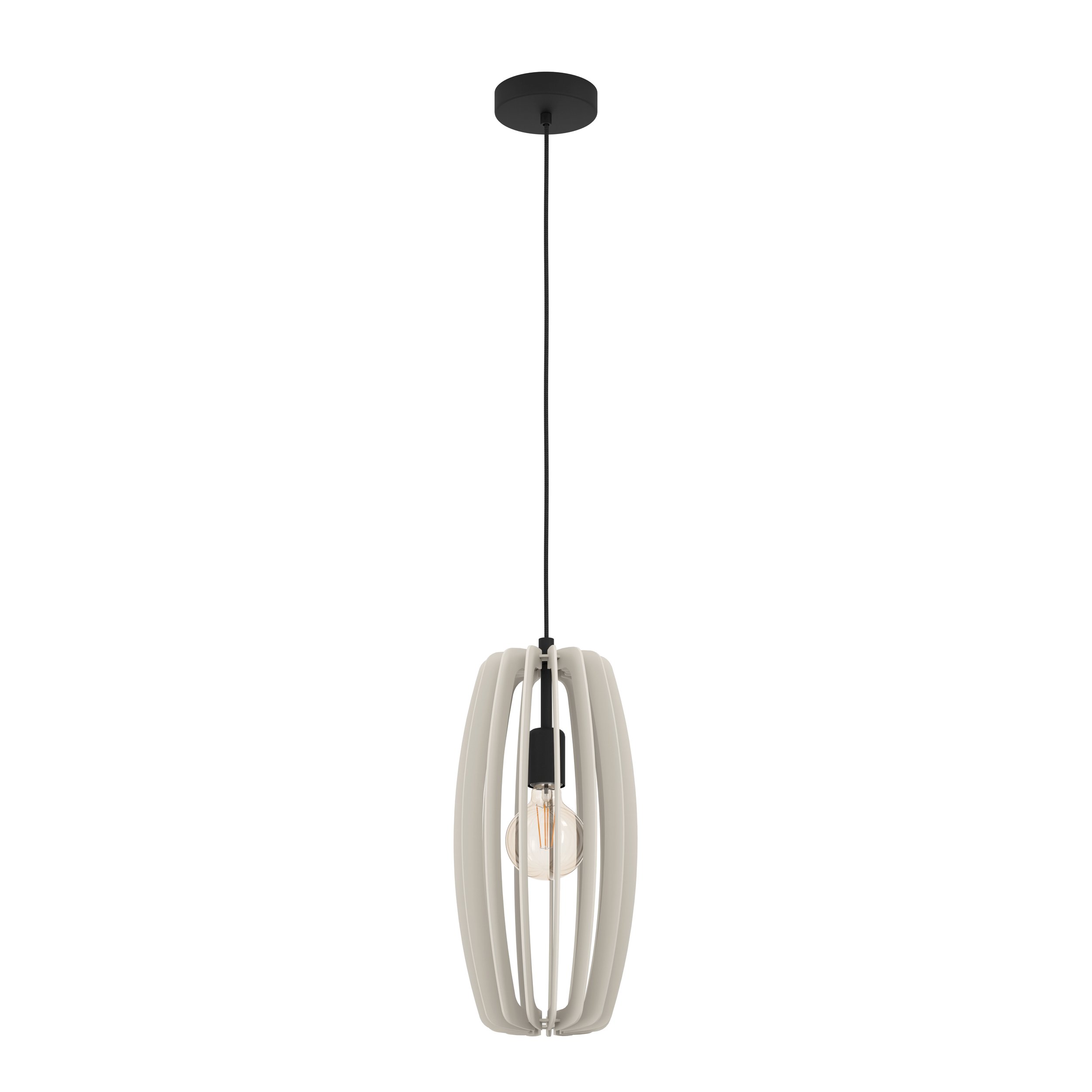 Eglo 900502 BAJAZZARA - Závěsné dřevěné svítidlo v šedé barvě, 1 x E27, Ø 26cm