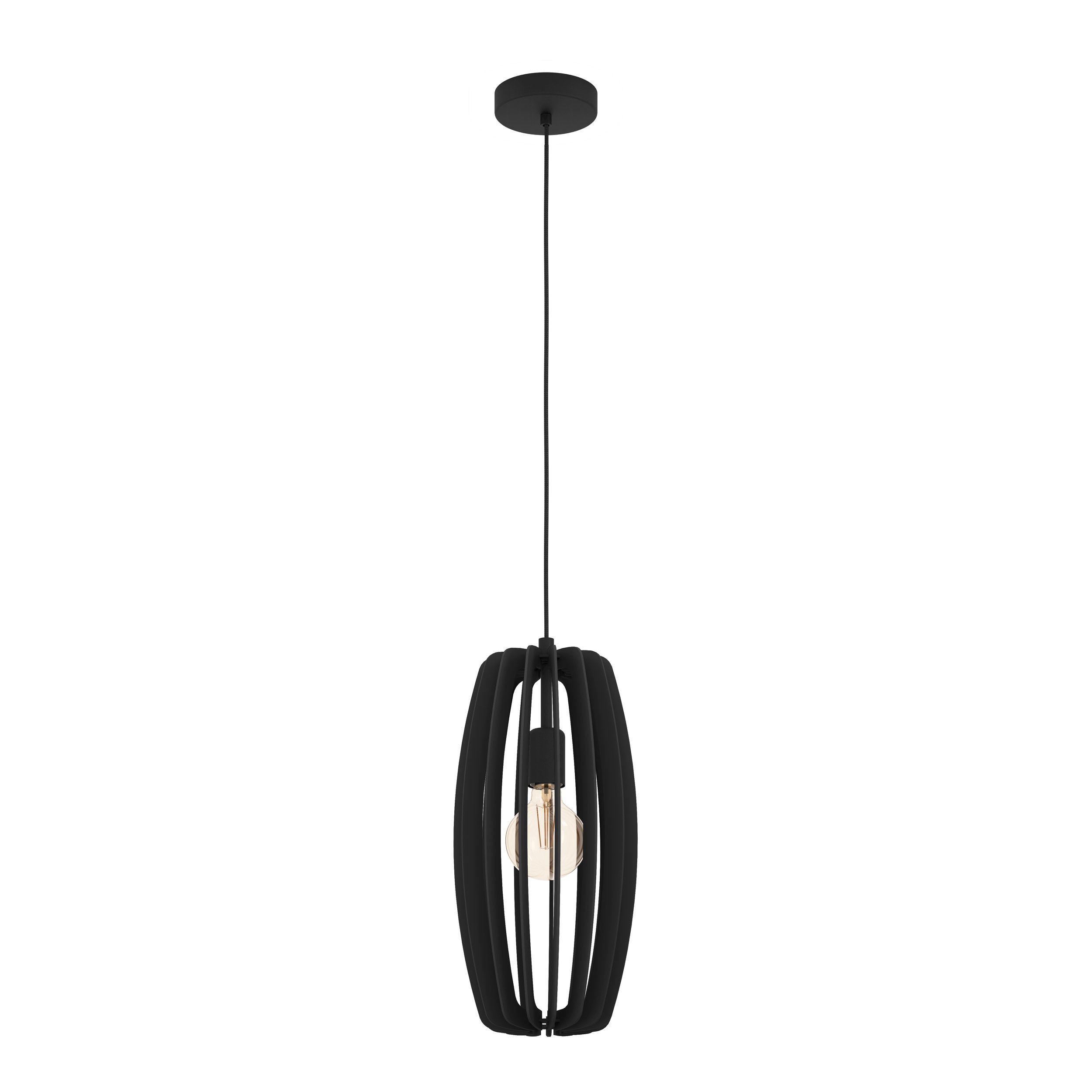 Eglo 900504 BAJAZZARA - Závěsné dřevěné svítidlo v černé barvě, 1 x E27, Ø 26cm