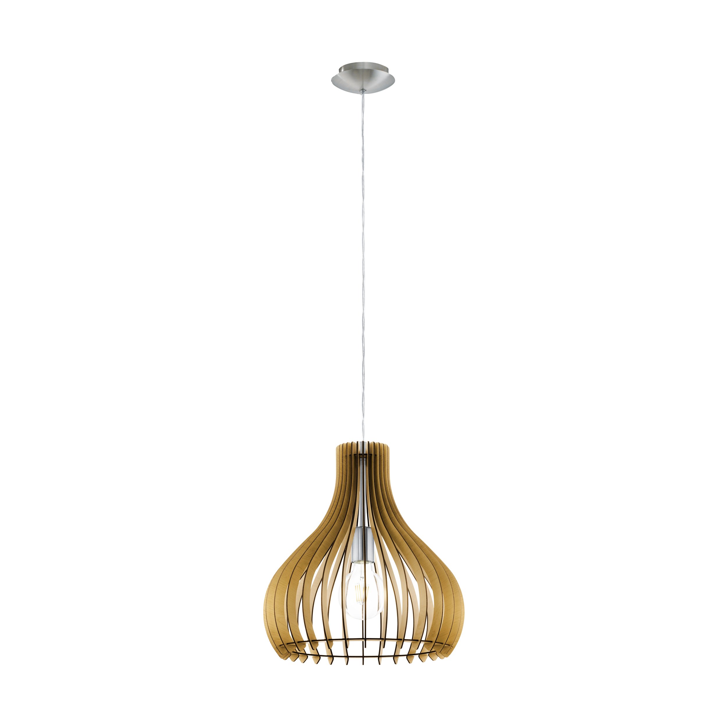 Eglo 96258 TINDORI - Závěsné dřevěné svítidlo v barvě javoru, 1 x E27, Ø 38cm