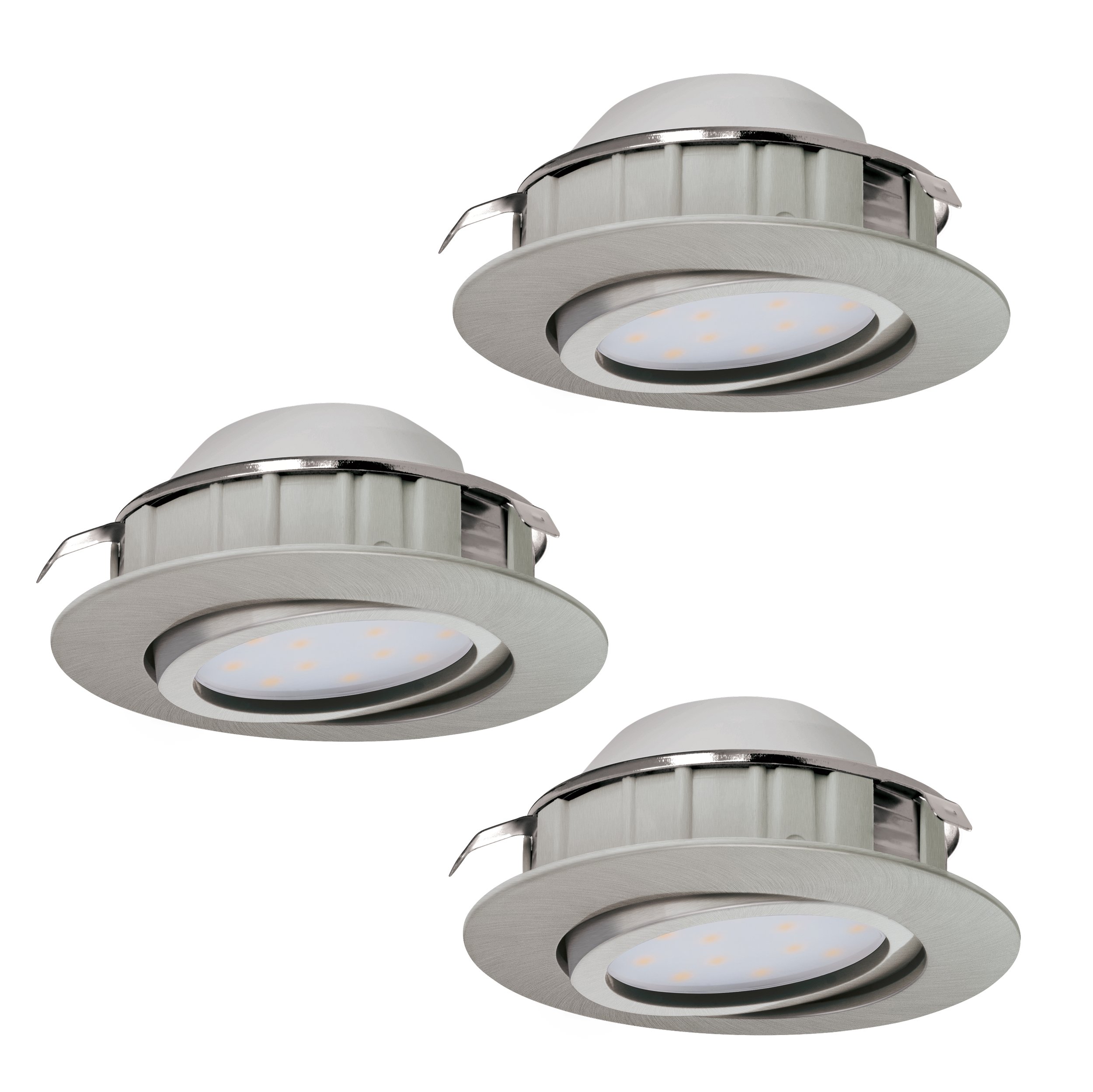 Eglo 95859 PINEDA - 3ks zápustných stmívatelných svítidel v matném niklu, 3 x 5,5W, 3000K, Ø 8,4cm
