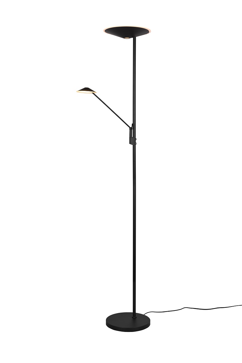 Trio Leuchten 425610232 BRANTFORD - Stmívatelná stojací lampa s možnosti změny barvy světla 2700 + 3200 + 4000K, výška 180cm, matná černá