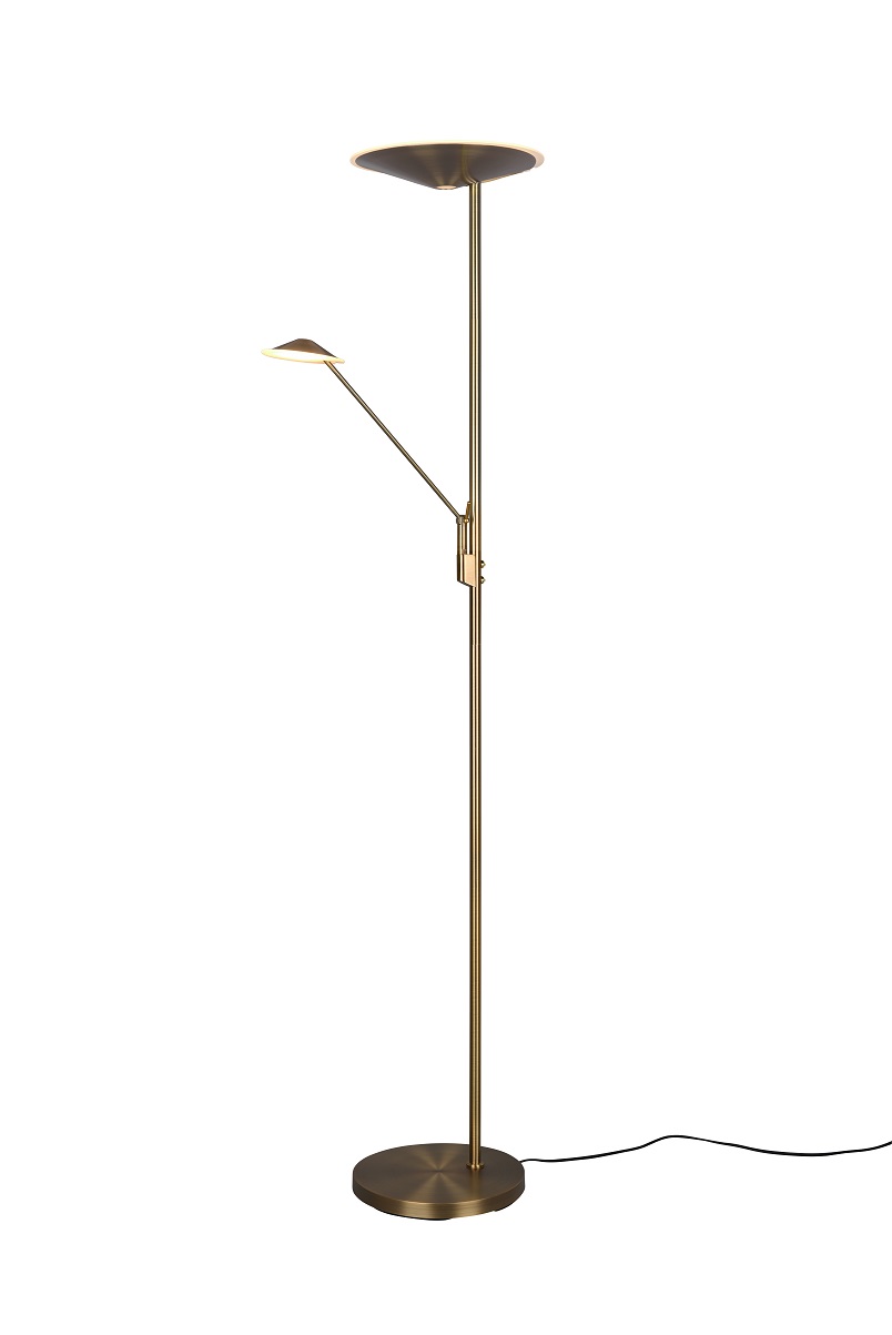 Trio Leuchten 425610204 BRANTFORD - Stmívatelná stojací lampa s možnosti změny barvy světla 2700 + 3200 + 4000K, výška 180cm, staromosaz