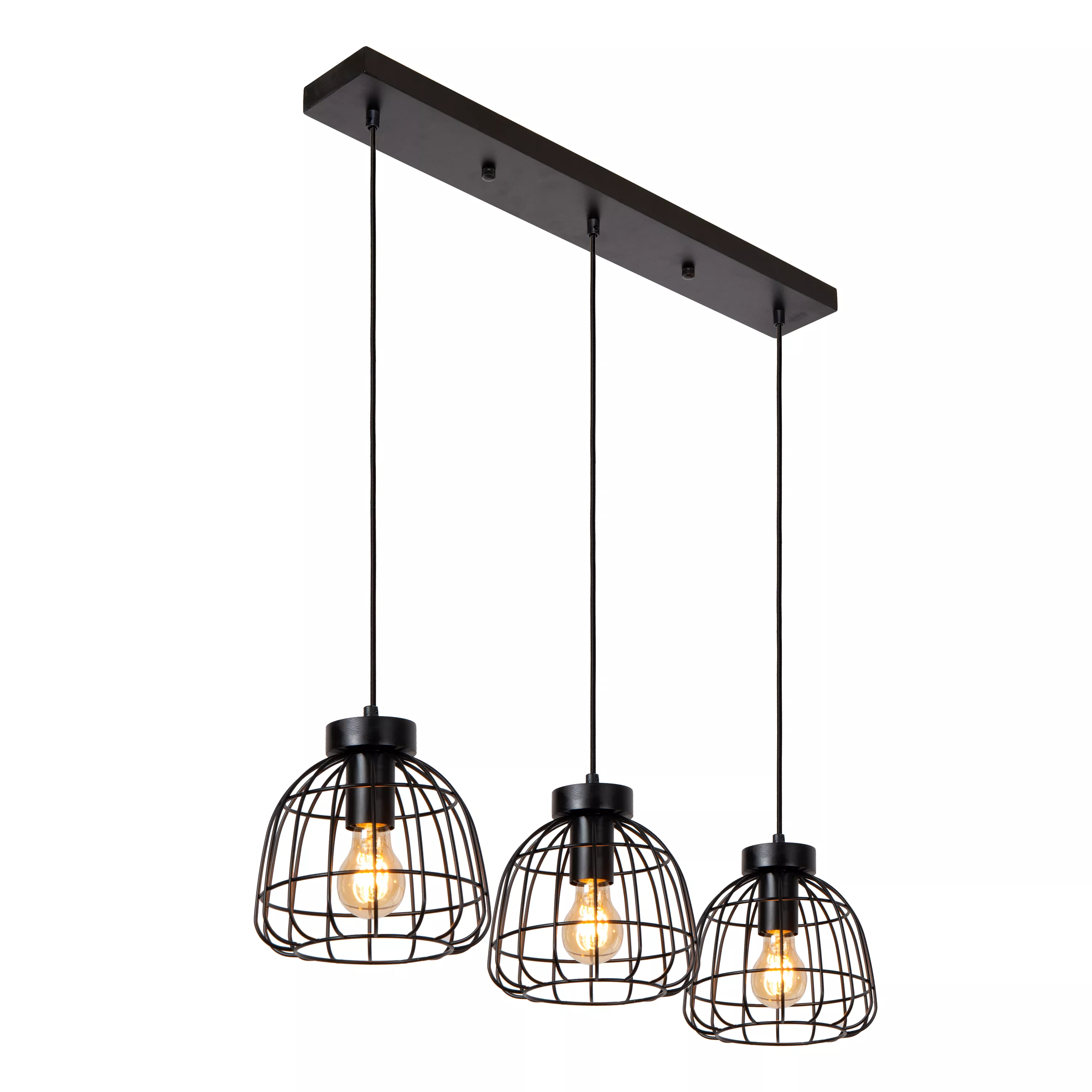 Lucide 00429/03/30 FILOX - Závěsné retro lustr v černé barvě nad stůl, 3 x E27, 70cm