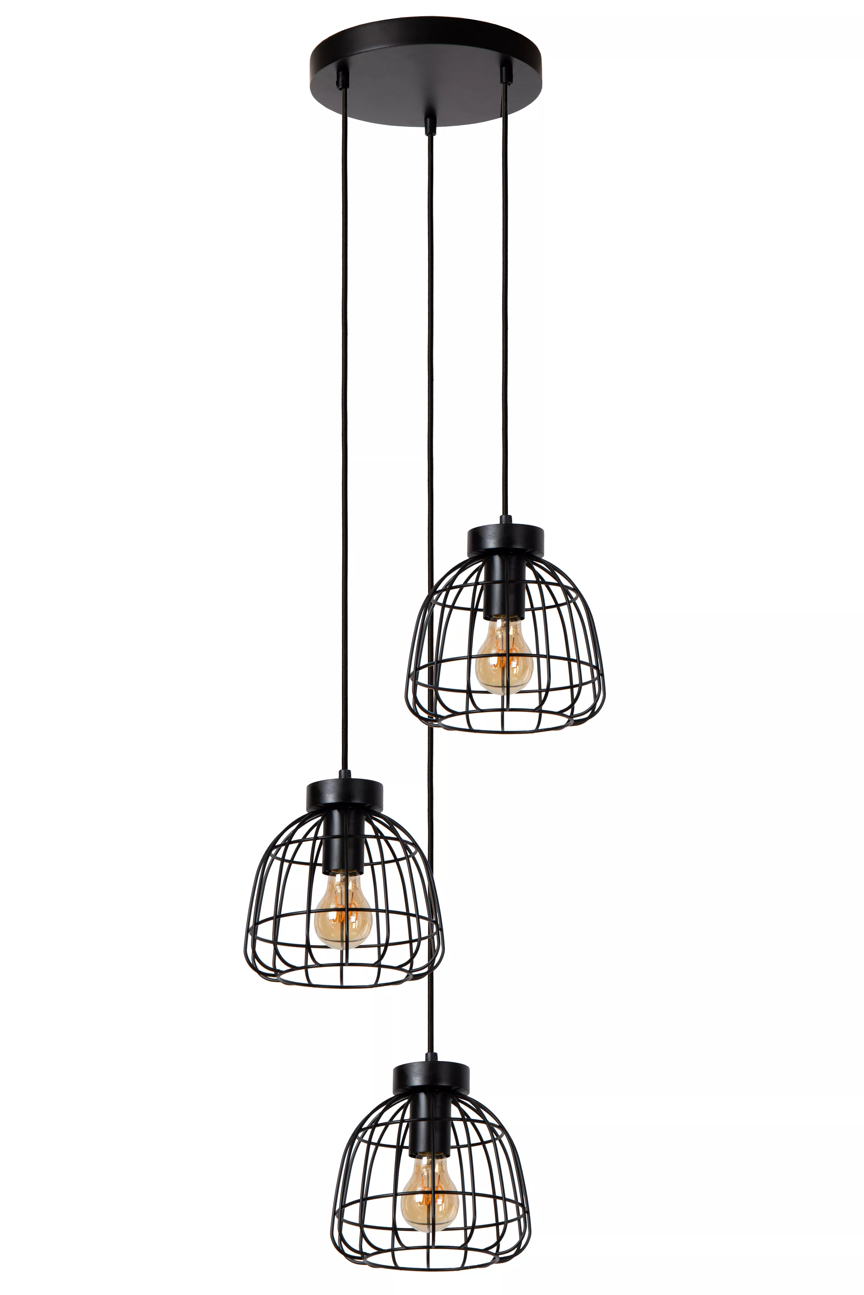 Lucide 00429/13/30 FILOX - Závěsné retro lustr v černé barvě nad stůl, 3 x E27, Ø 20cm