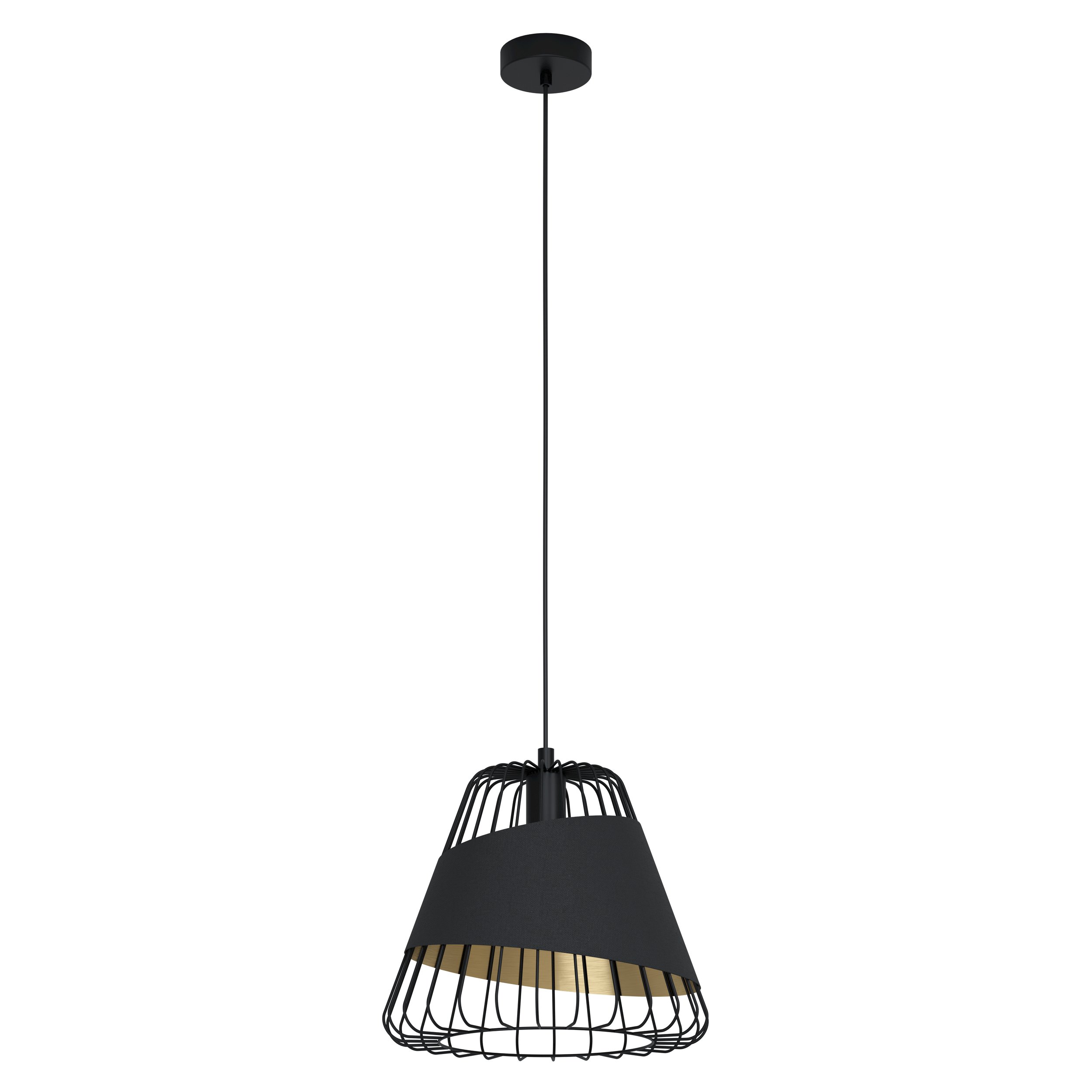 Eglo 49446 AUSTELL - Závěsné černo zlaté retro svítidlo, 1 x E27, Ø 36cm