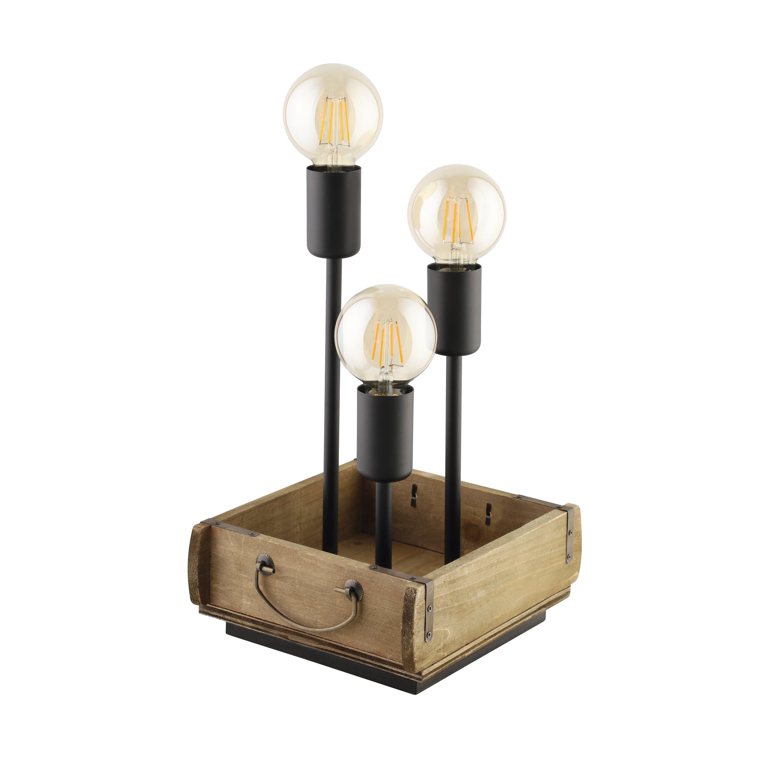 Eglo 43594 WOOTTON - Retro dřevěná stolní lampa, 3 x E27, výška 37,5cm