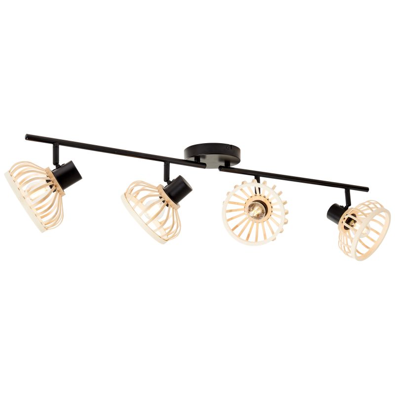 Brilliant 99740/76 NORAH - Stropní bodová lampa z přírodního dřeva, 4 x E14, 90,5cm