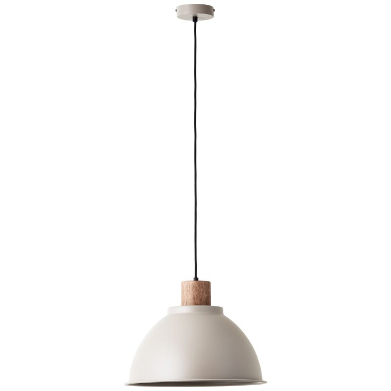 Brilliant 99836/20 ERENA - Industriální závěsný lustr na lanku s dřevěným prvkem Ø 38cm, barva taupe