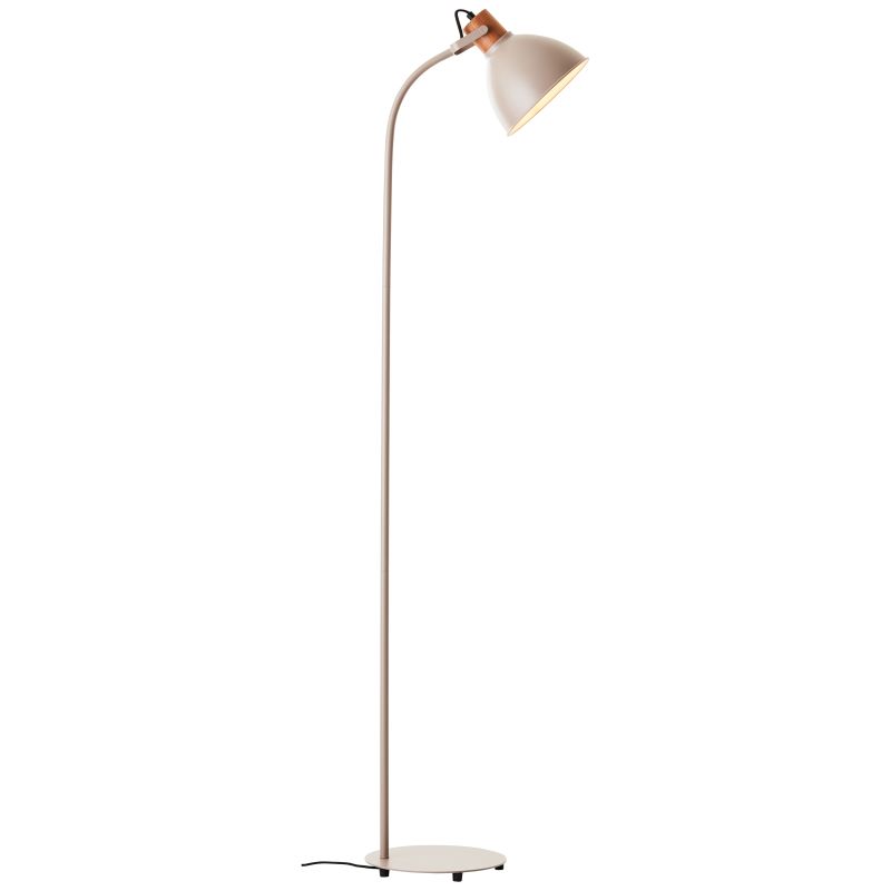Brilliant 94556/20 ERENA - Industriální stojací lampa se dřevěným prvkem, barva taupe, 1 x E27, 150cm